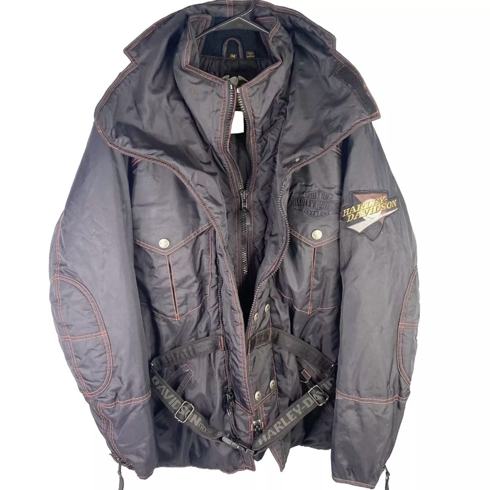 Harley Davidson Riding Jacket Size Medium Nylon Men’s Black HD Embroidered